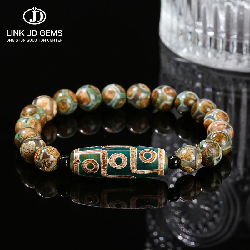 JD GEMS Tibetan Natural Agate Dzi Beads - Fengshui Protection