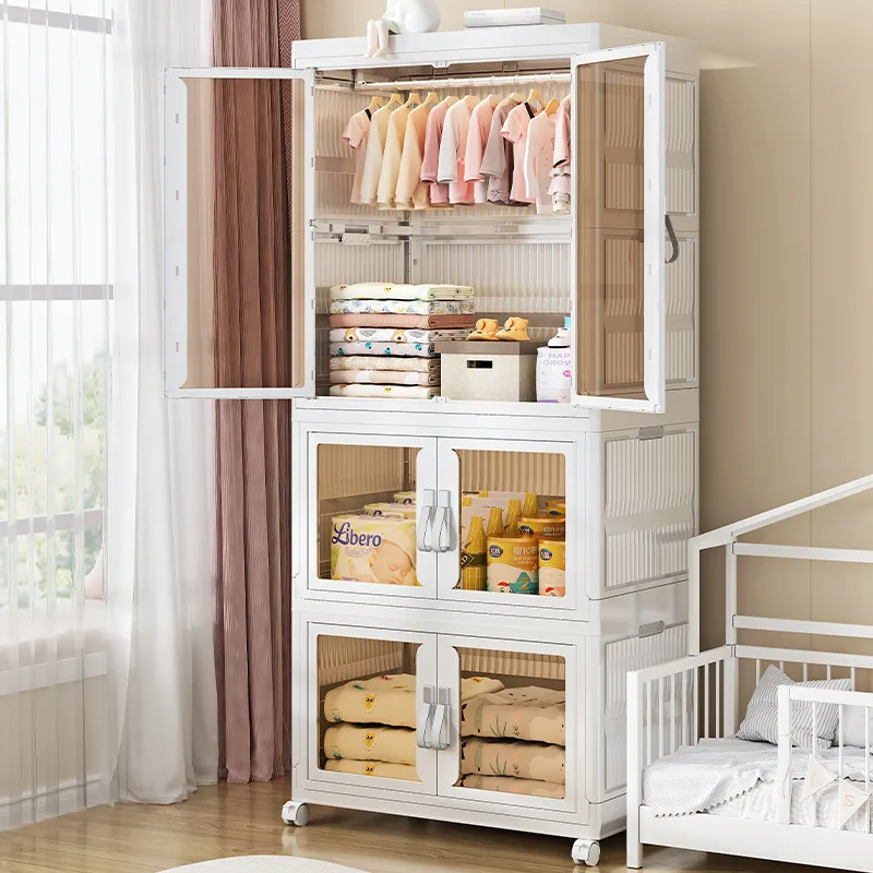 Modern Design PP Plastic Foldable Children's Wardrobe Bedroom Household Storage Cabinet Baby Clothes & Toy Storage Box