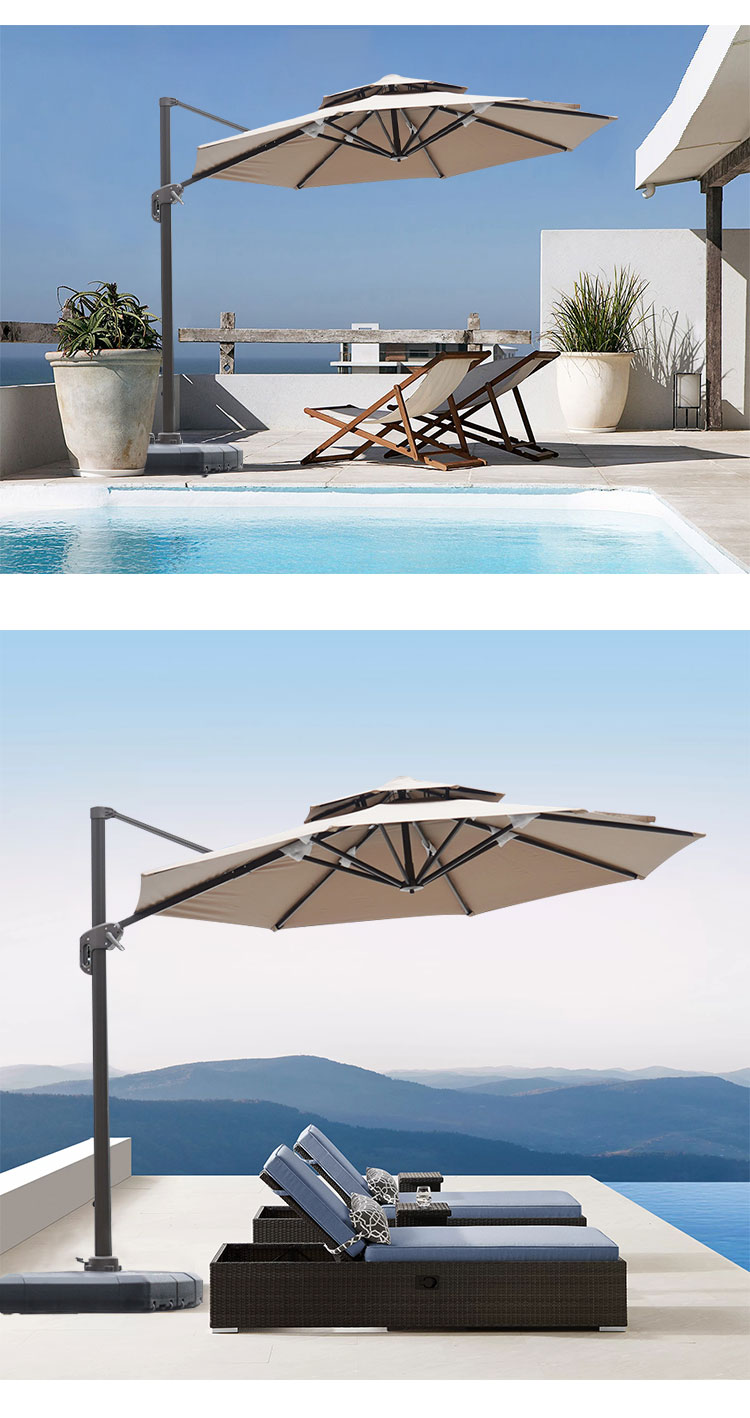 Luxury Large Cantilever Umbrella Outdoor Patio Garden Umbrella Aluminum Furniture Sun Tilting