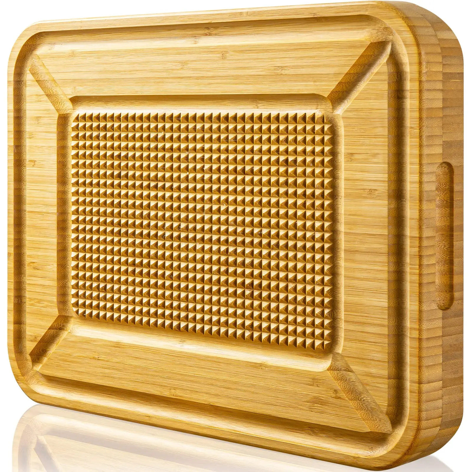 product bamboo meat tenderizer cutting board with juice groove kitchen chopping block for tenderizing defrosting  carving-2