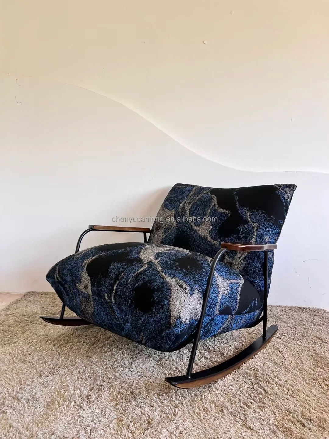 Home Velvet Armchair Fabric Leisure Chair Pelton Modern Retro Lazy