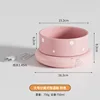 Cuenco grande de puntos rosa, base calefactora circular, ajustable en 3 niveles