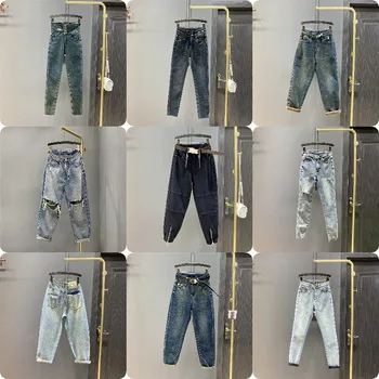 2023 Wholesale New Design Wide Leg Casual Loose Jeans Full Length Straight Boyfriend Jeans For Women Zipper Fly