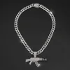 Silver pendant with 20inch cuban chain