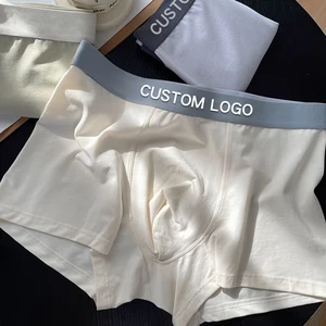 Custom Logo Fashion Luxury Satin Men's Comfortable Briefs Boxers Ice Silk Soft Sports Seamless Underwear Boxer for Summer