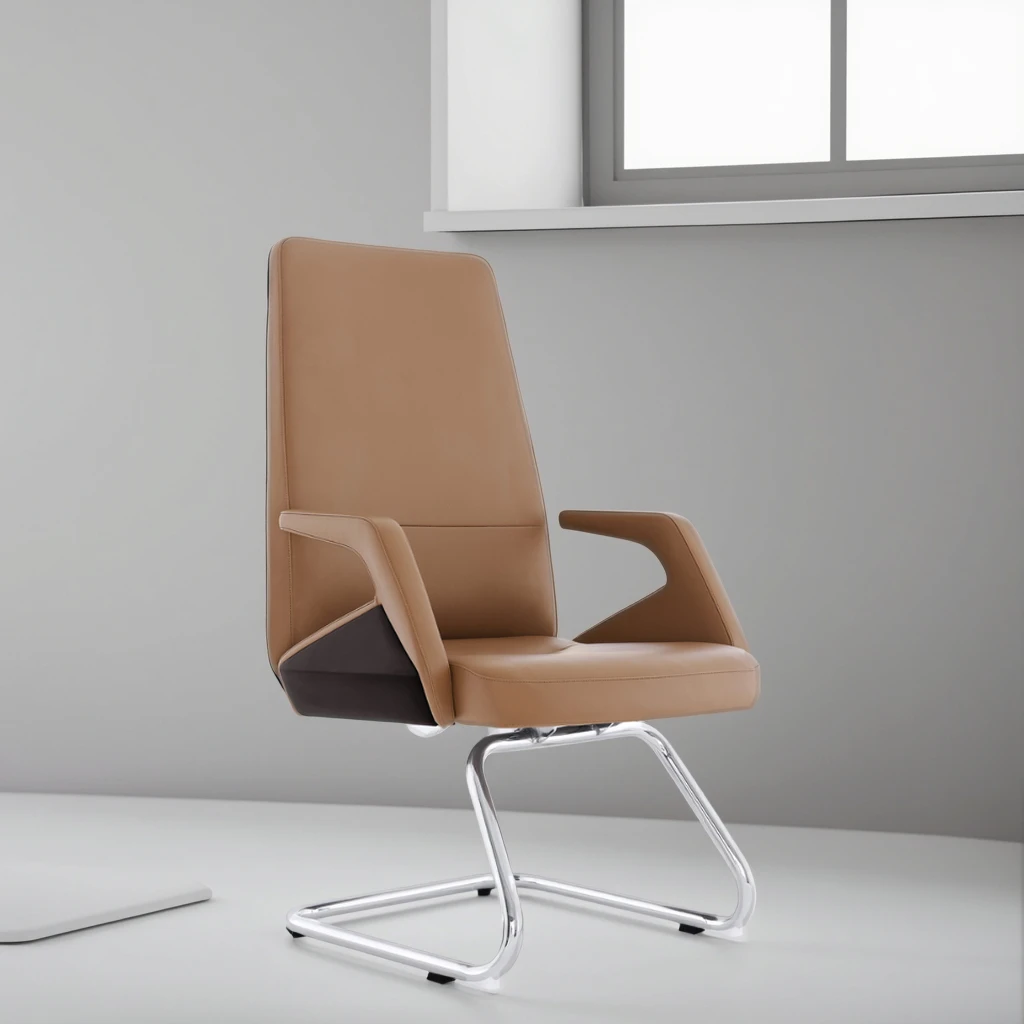 Industrial Leather Executive Conference Chair with Chrome Frame Steel Core Joints Adjustable Height-Modern Office Furniture 3