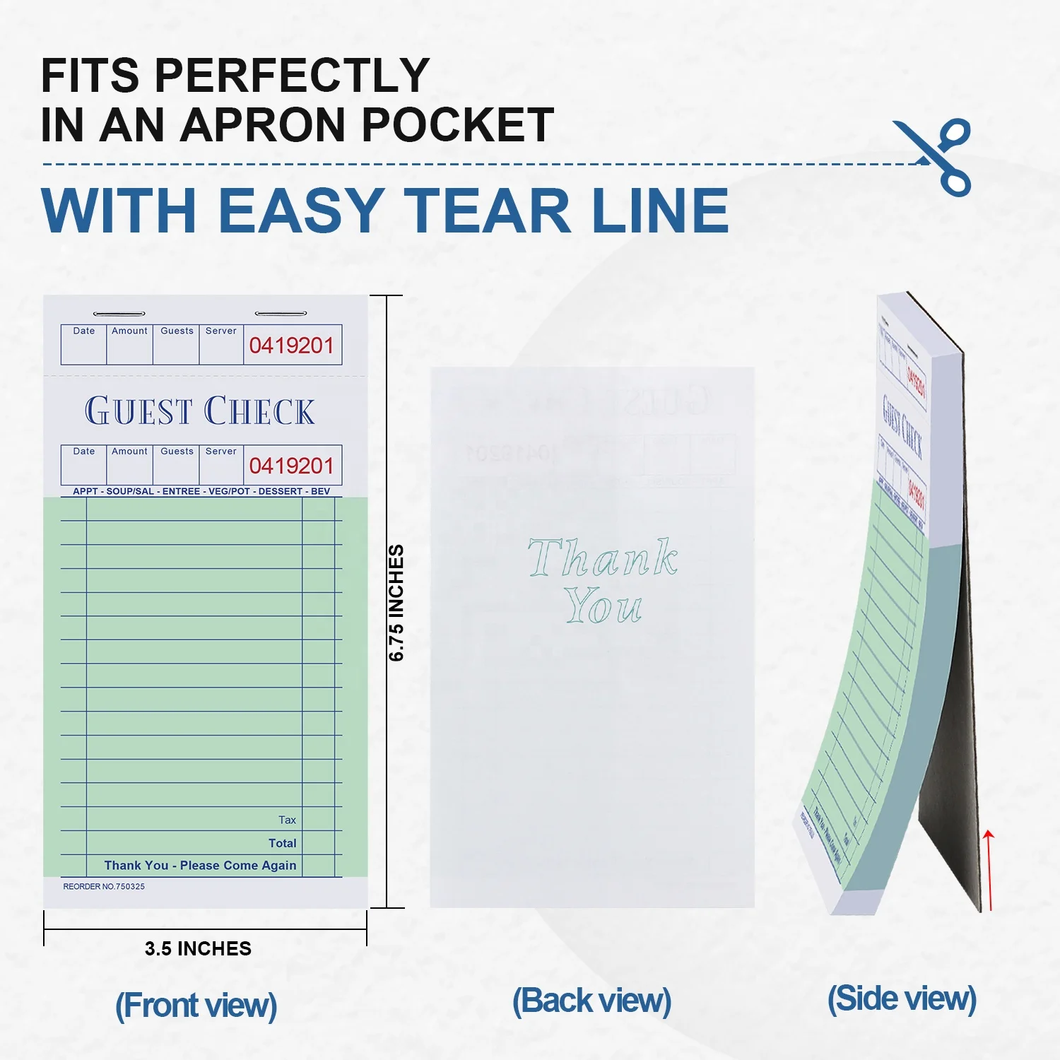 No Carbon Required NCR Carbon Paper Guest Check Book Restaurant Guest Check Book