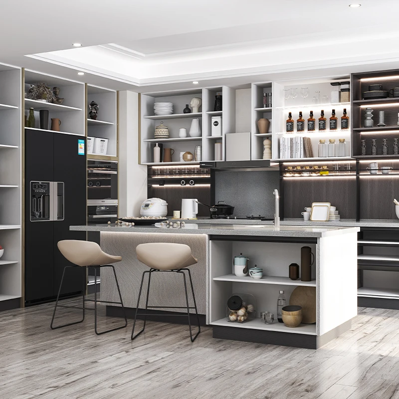 Custom Size Modern Gloss Lacquer Handlless Kitchen And