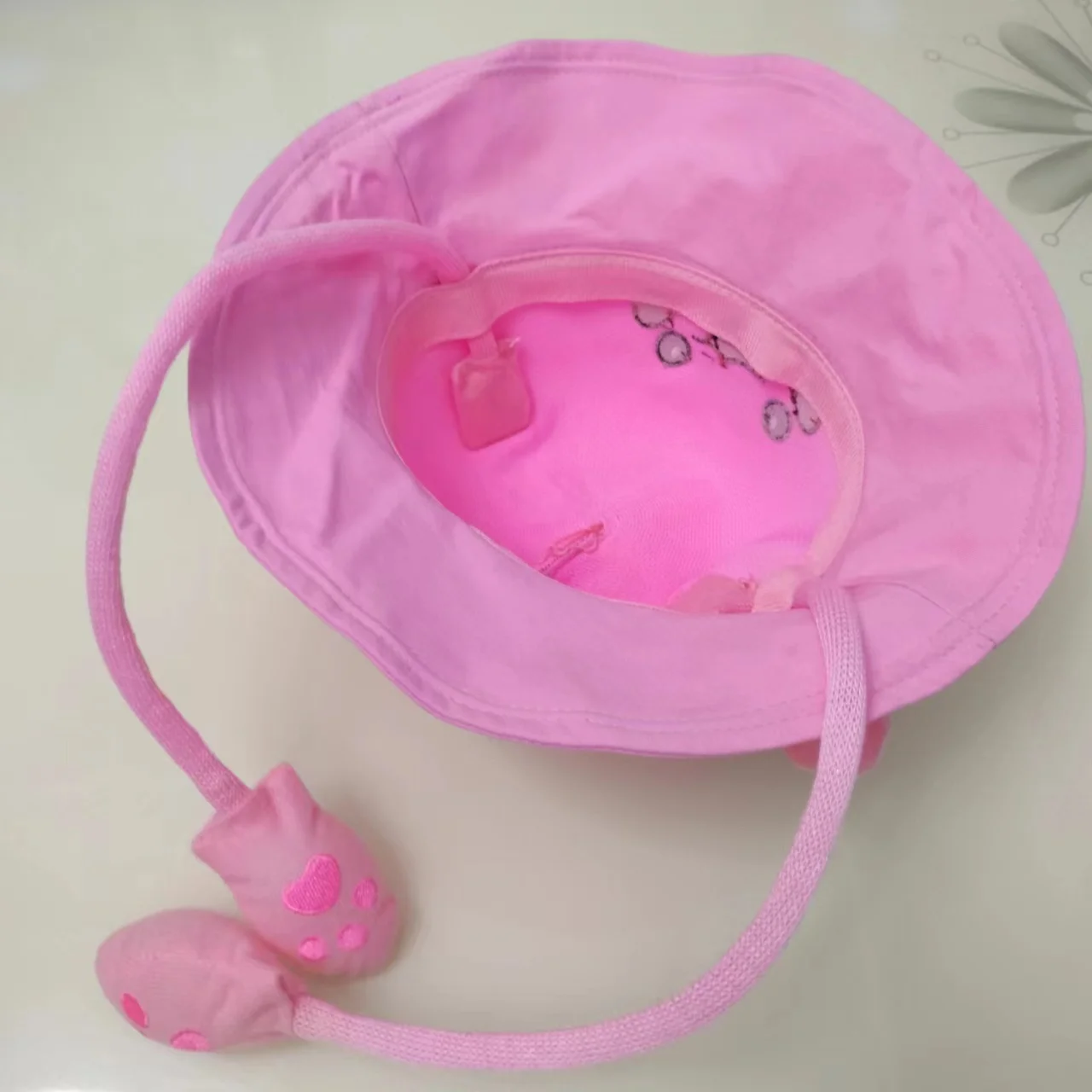 Spring and Summer Rabbit Moving Ears Bucket Hats Sunshade Protection Knitted Cotton Bucket Hat