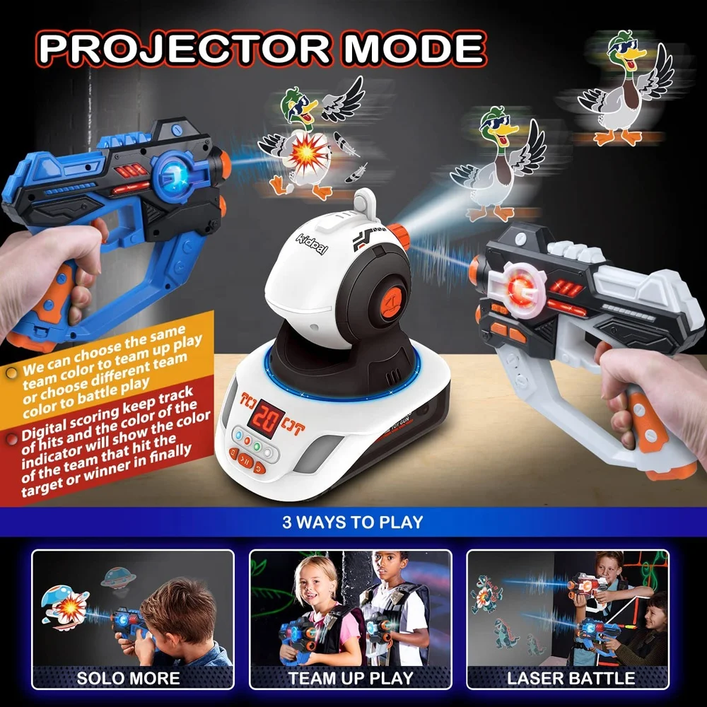 Infrared Shoot Battle Target Project AR Gun Toy Interactive Double Shooting Gun with Projector and 3pcs Monster Projection Slide