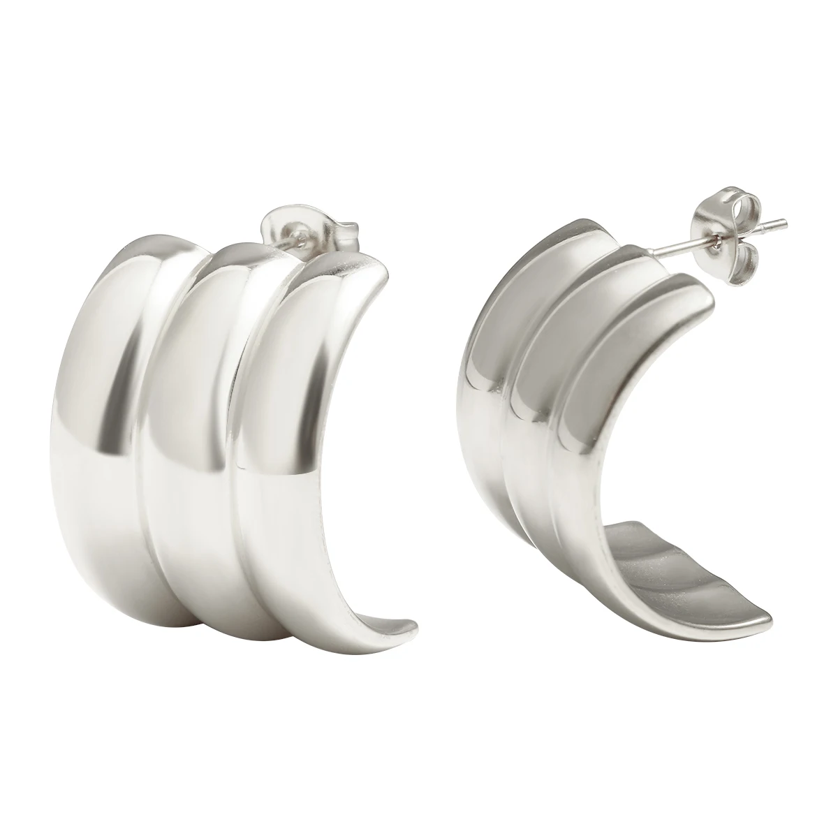 Orecchini A Cerchio Geometrici Per Donna In Acciaio Inossidabile, Gioielli Eleganti E Minimal, Regalo Per Compleanno E San Valentino, Senza Pietre, Confezione Regalo - 2