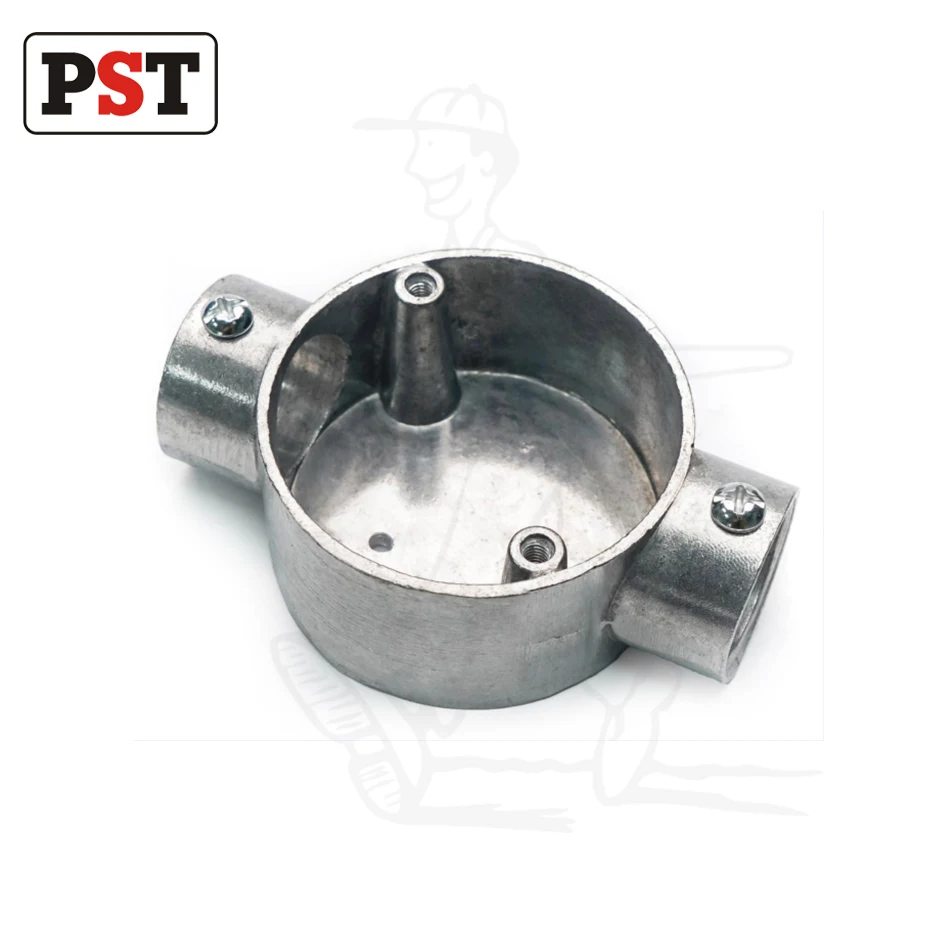 Aluminum Set Screw Type 2 Way Circular EMT Outlet Box IP55 Silver