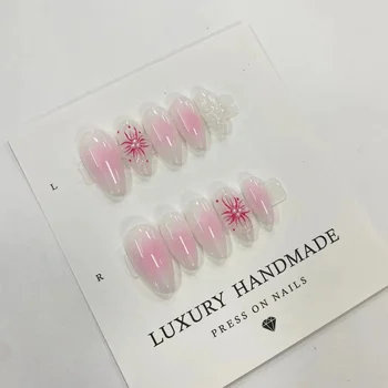 Wholesale 10pcs Hand Painted Gel Press Nails Beautiful Luxury Customized Design handmade press on nails