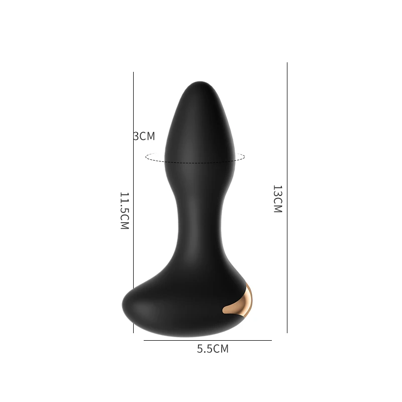 Side view showing tapered shape and control interface of silicone anal plug