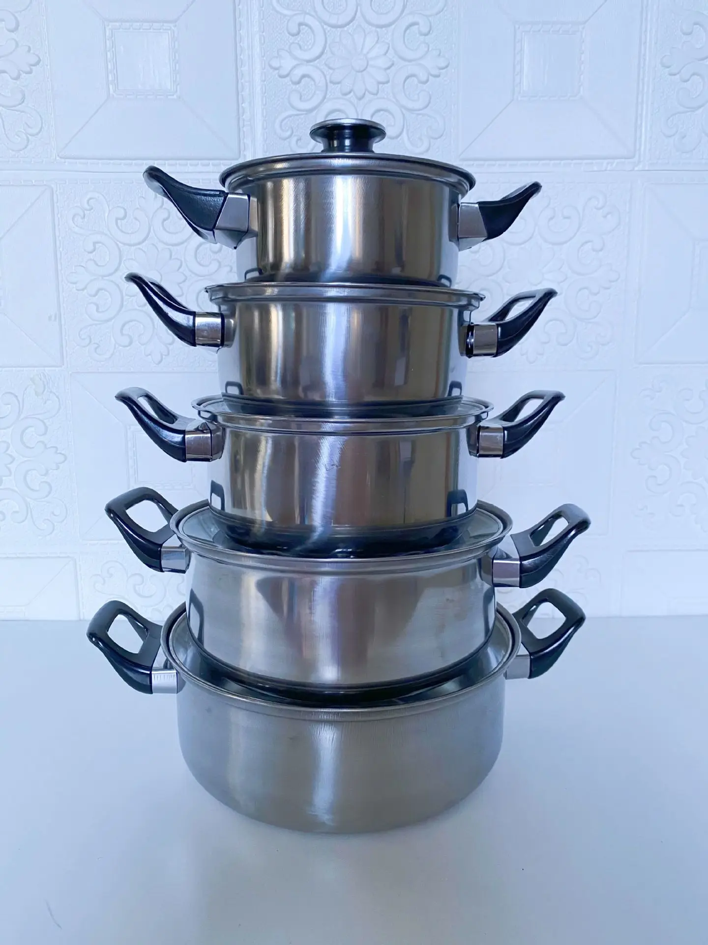 Cheap Induction Cooker Stainless Steel Nonstick 12 Pieces Cookware