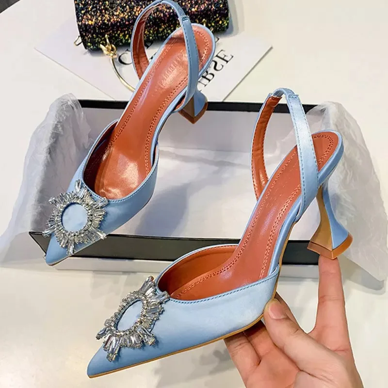 Elegant Women's Shoes with Rhinestone Diamond Kitten Heels