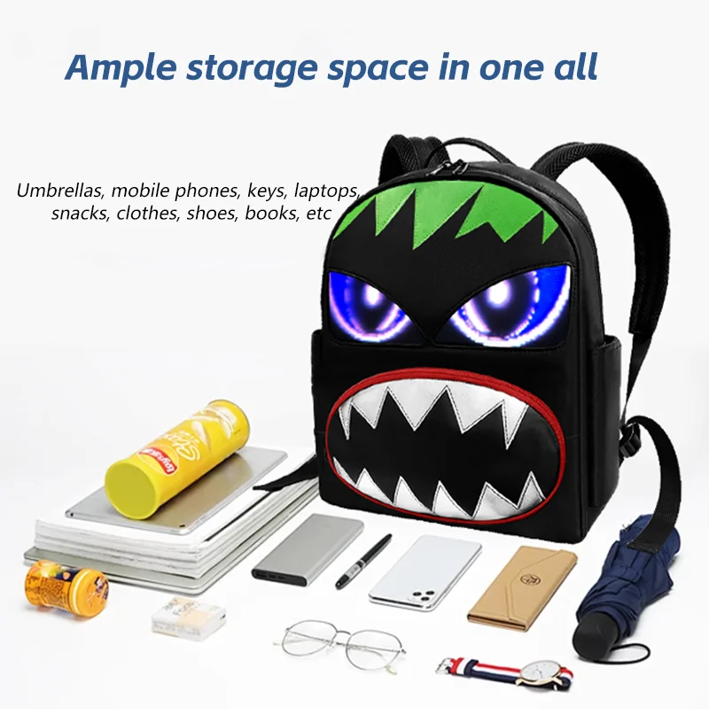 Creative Winking Eyes LED Backpack for Kids | Programmable  display picture 3
