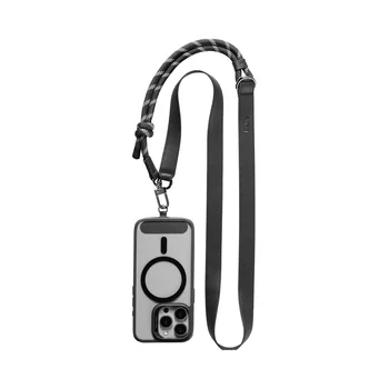 For SMALLRIG Adjustable Neck Crossbody Lanyard Leather & Nylon Phone Shoulder Strap with Built-in Hook Compatible All