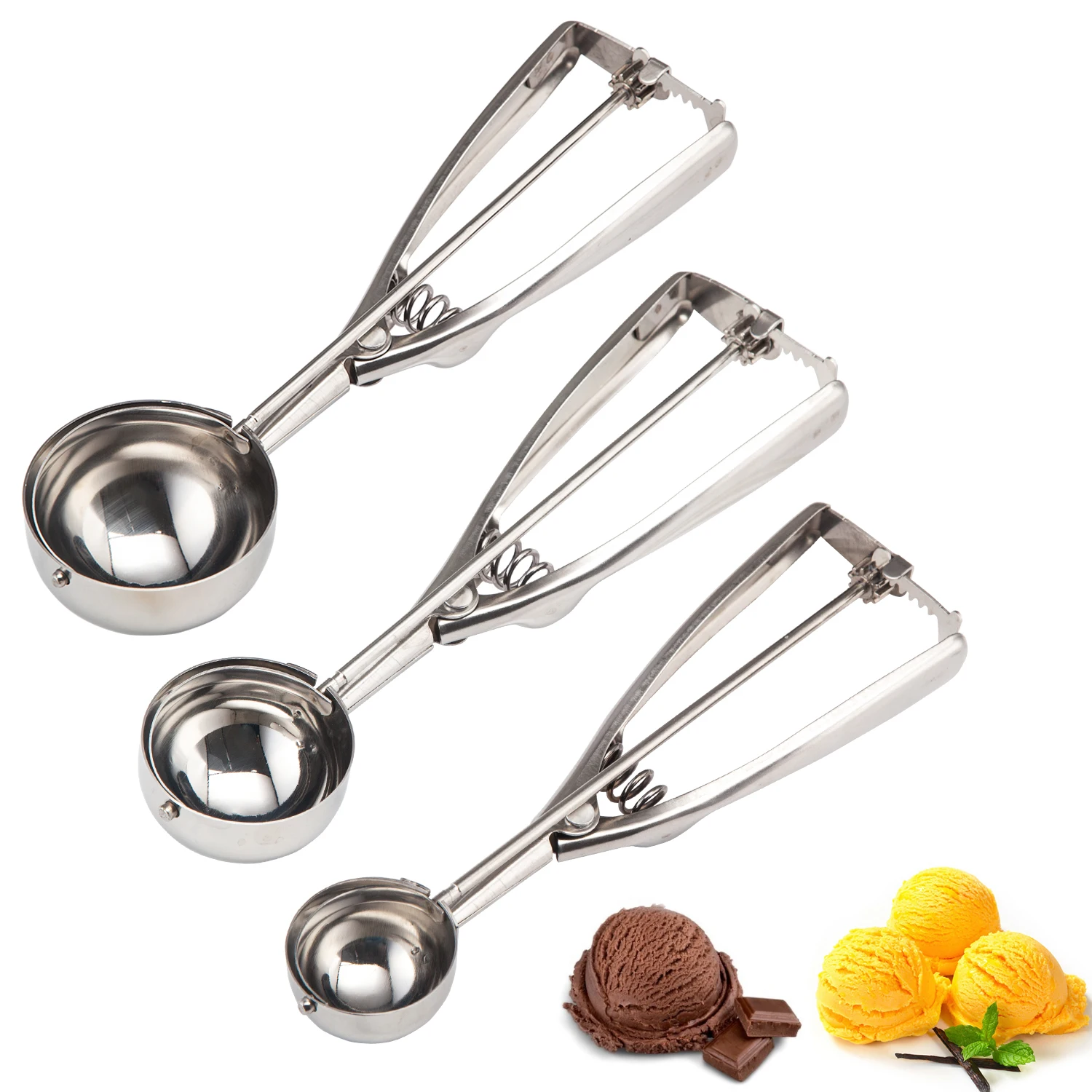 Cookie Scoop Set, Ice Cream Scoop Set, 3 PCS Metal Ice Cream Scoop