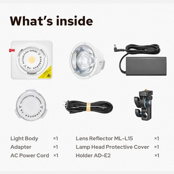 Godox ML100Bi 120W LED Video Light, 2800K-6500K Bi-Color Video Lighting, 34300 Lux CRI 97+/TLCI 98+, APP Control, USB-C Charging product image