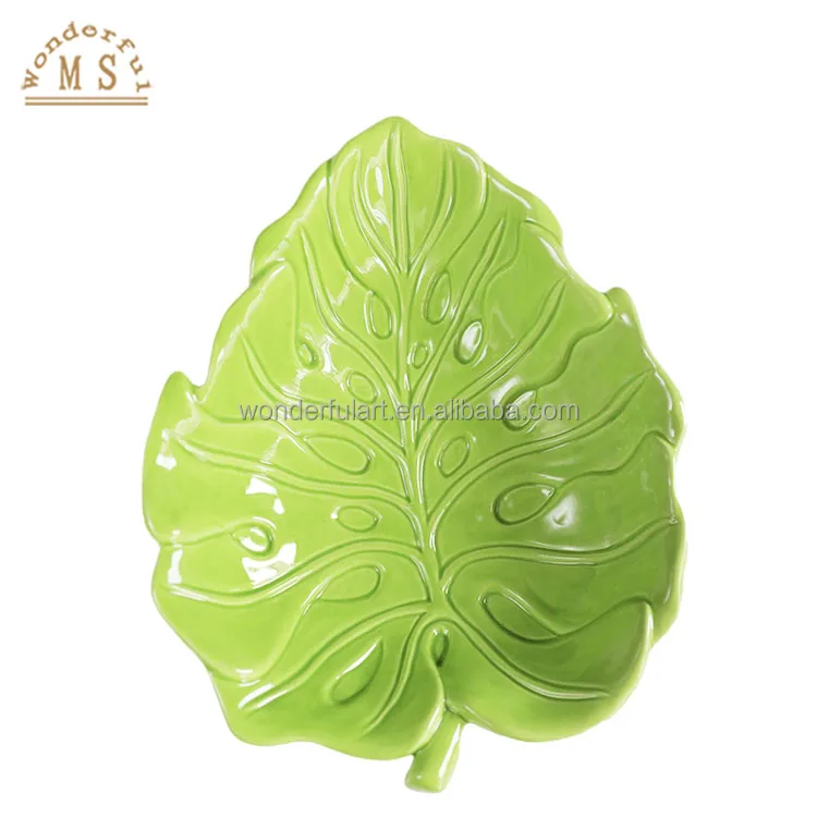 Oem Porcelain  Cabbage leaf dish Shape Holders 3d  Style tray vegetable Kitchenware Ceramic plate dish Tableware bowls
