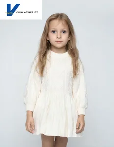 China V-Times Girls' Casual Sweater Dress for Early Autumn 2026 Trendy Baby Knitwear Children's Clothing