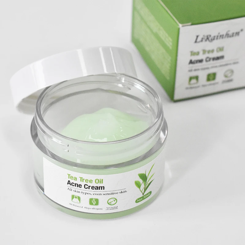 OEM Private Label Organic Tea Tree Oil Acne Face Cream Skin Care Acne Removal Moisturizer Hydrating Anti Acne Facial Cream