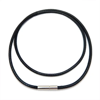 ins hot sale wax wire cord necklace waxed leather chains rope chain necklace with stainless steel clasp
