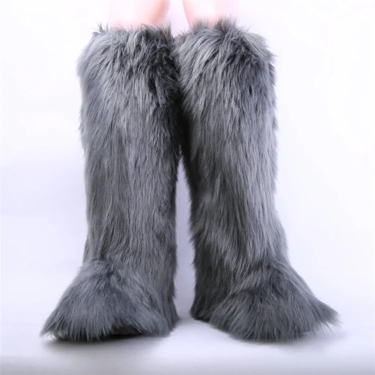 2023 Winter Over The Knee Fur Boots Women Luxury Fluffy Furry Fur Long ...