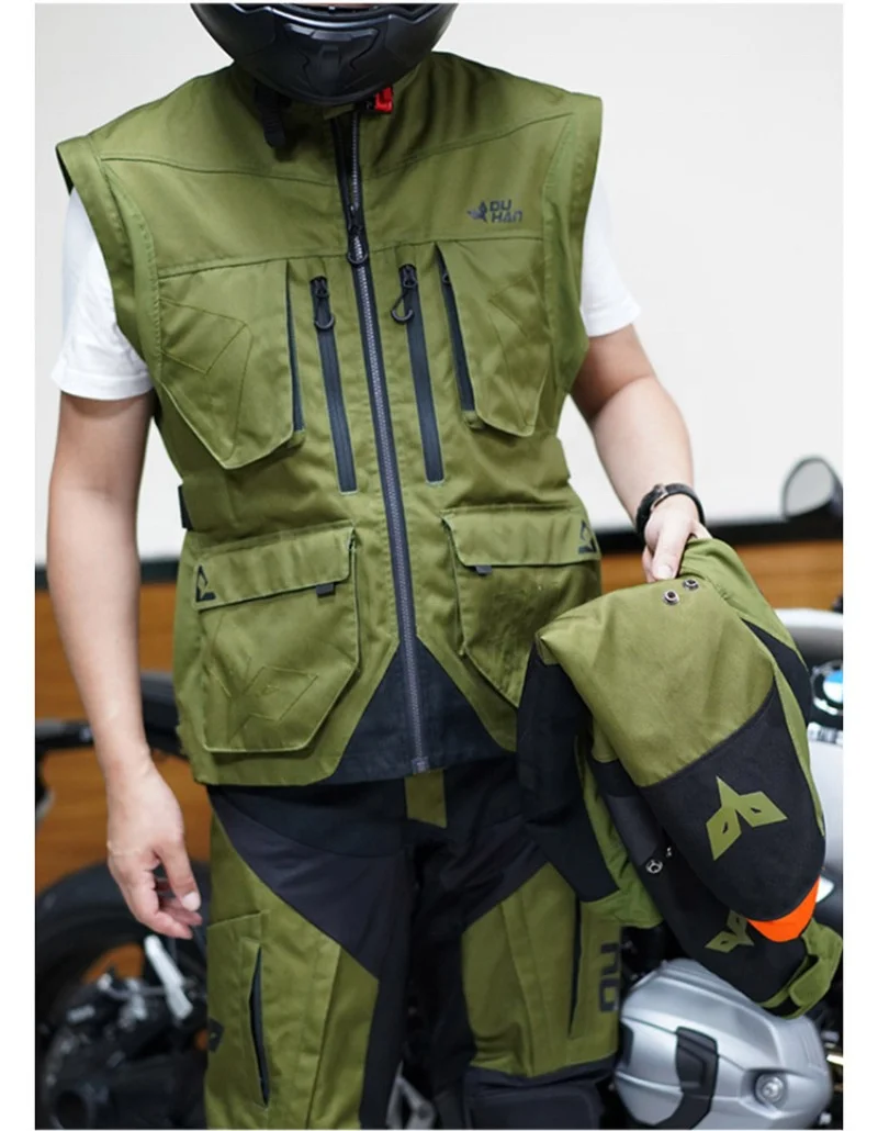 DUHAN Men Motorcycle Jacket Pants Suit Protective Gear Motorbike