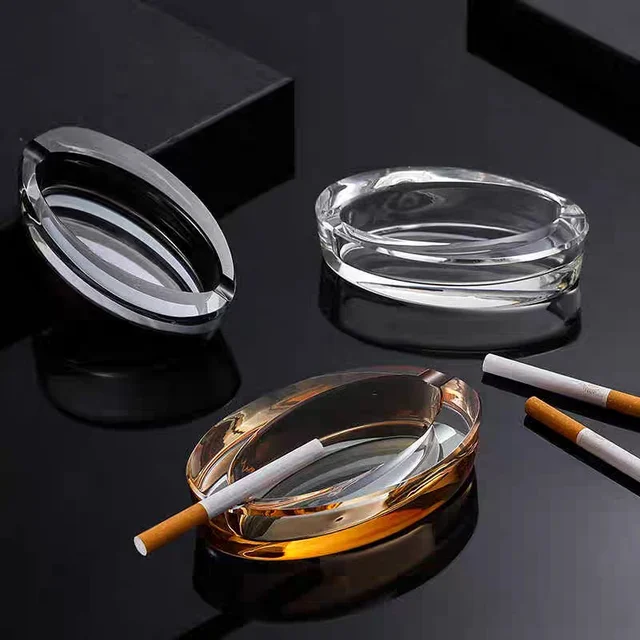 Practical Exquisite Large and Small Crystal Glass Ashtray Creative European Style for Home Use for Guest and Living Rooms