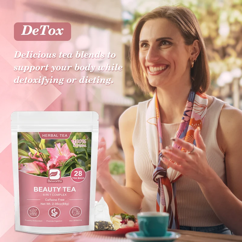 Beworths 28 Days Skin Beauty Tea Bag Healthy Natural 6 in 1 Complex Herbal Tea Flavor Tea