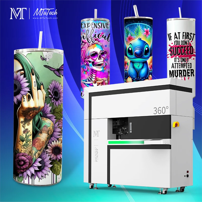MTuTech Flagship Product 360 Rotary UV Printer for Tumbler and Water Bottle Printing