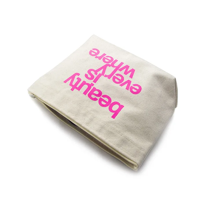 Hot Selling Ins Fashion Cheap Travel Storage Change Key Pen Recycle Eco Bag Cosmetic Bags Custom Logo Cotton Canvas Bag with Zip factory