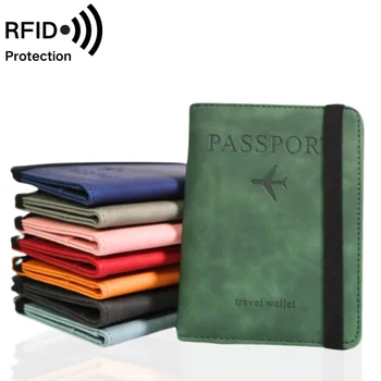 RFID Protection Passport Holder Cover For Travel Multi-function PU Leather Travel Wallet Can Custom Logo Packaging