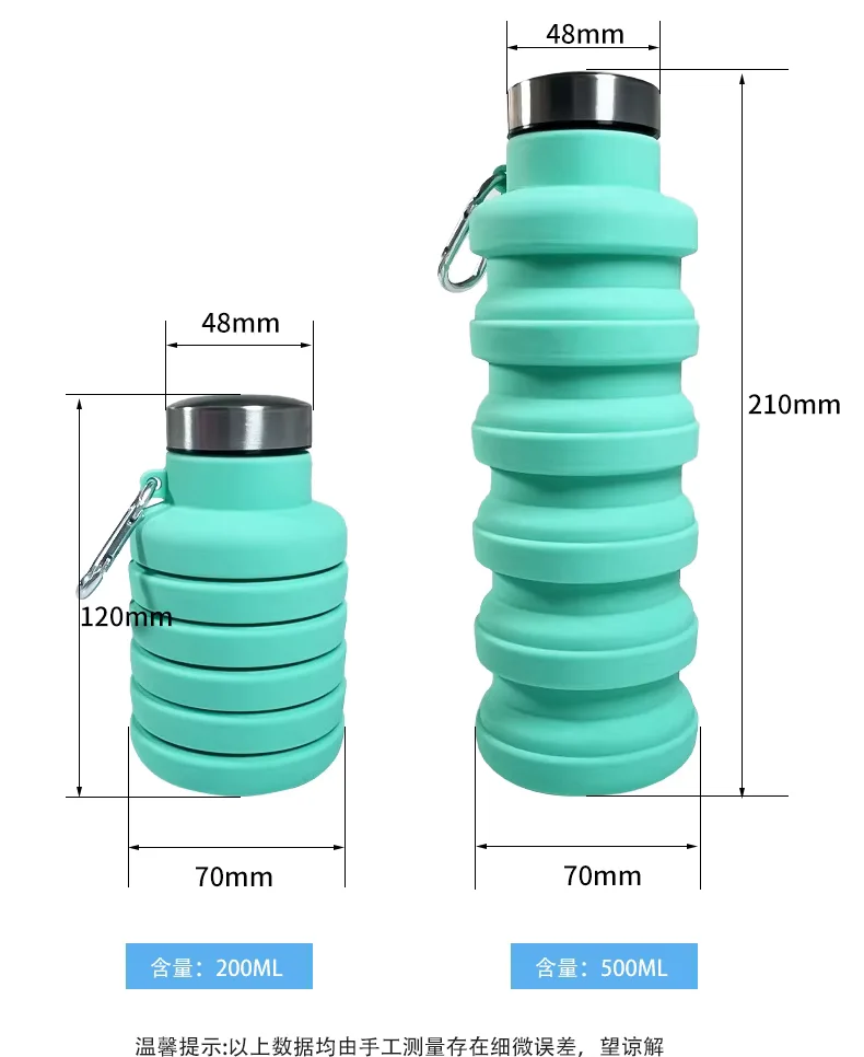 product custom 500ml bpa free silicone collapsible water bottle portable outdoor folding sports drinking bottle safe for adults travel-7