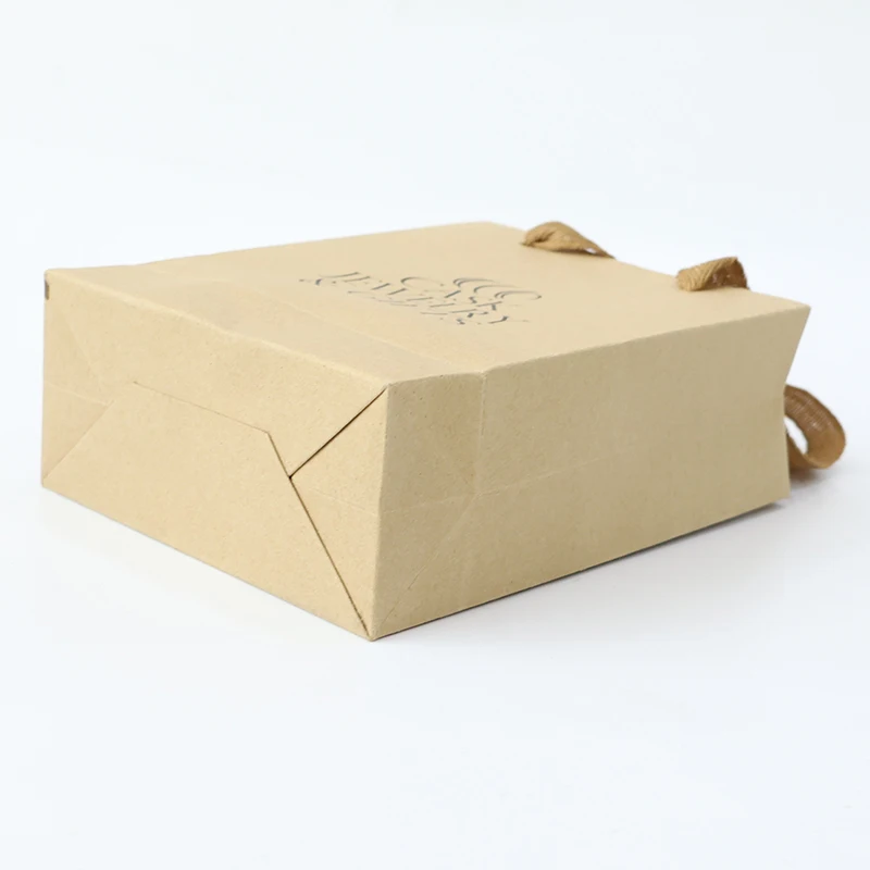 Recyclable Kraft Custom Bag RED Custom Small Size Paper Bag with logo Print Rope Handles for Shoes Packaging GIFT BAG