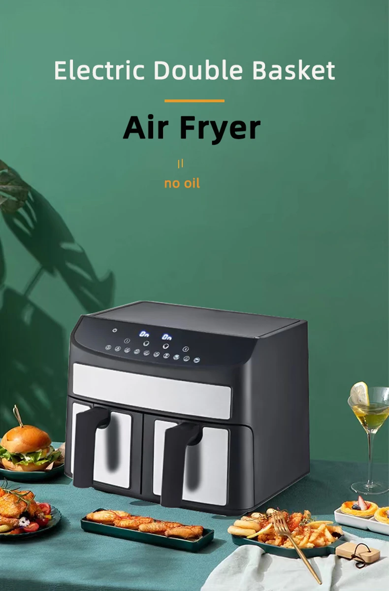 Double Air Fryer With Dual Basket 8l Two Dual Zone 2 Basket Deep Air