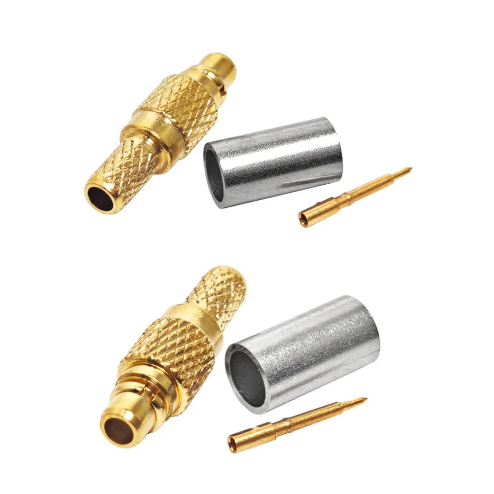 Gold Plated RF Coax Coaxial Straight Connector 50ohm MMCX Male Macho Solder Crimp for RG405 086 Cable Wireless Communication