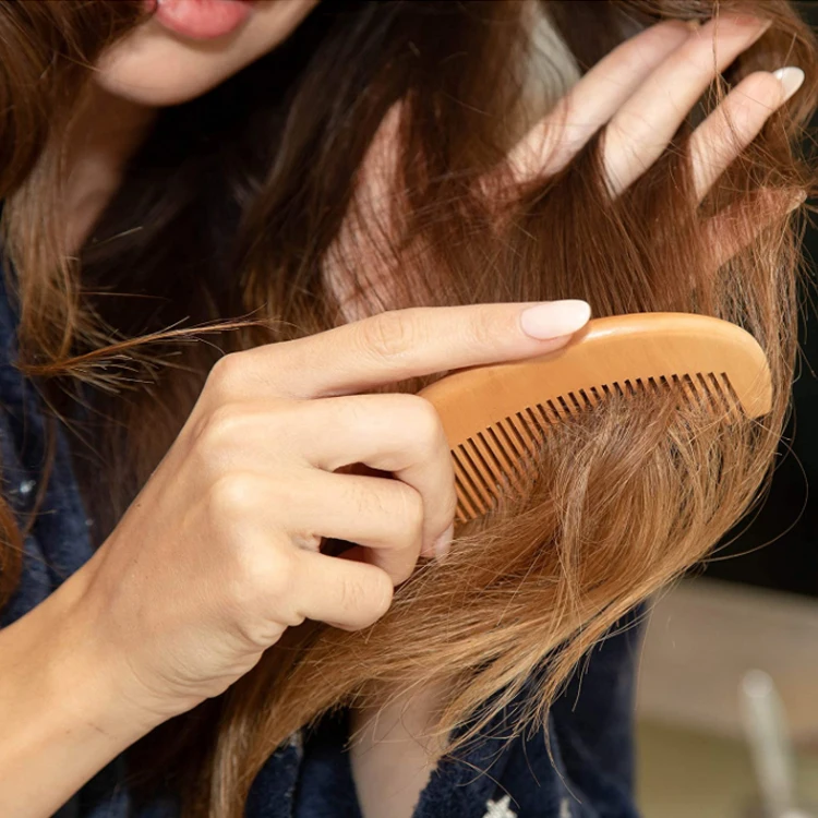 wholesale wooden comb peach wood fine teeth hair comb