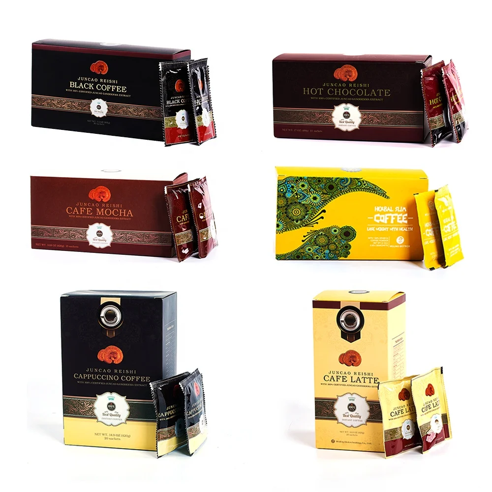 Private Label OEM Ganoderma Lucidum Reishi Mushroom Extract Instant Black Coffee 30 Days