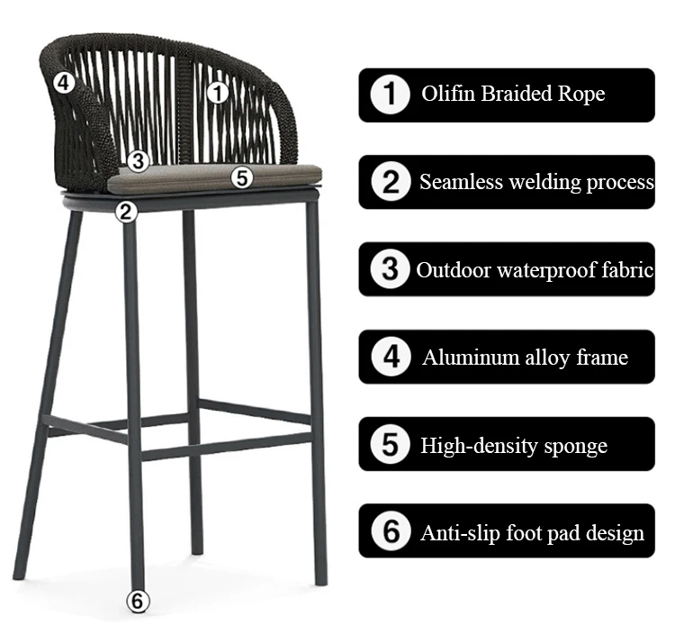 Modern Bar Chair High Chair Bar Counter With Armrests Leisure Rope Outdoor Bar Stool Buy Patio