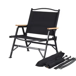 Outdoor leisure camping portable beech wood armrest folding chair self-driving camping picnic aluminum alloy chair