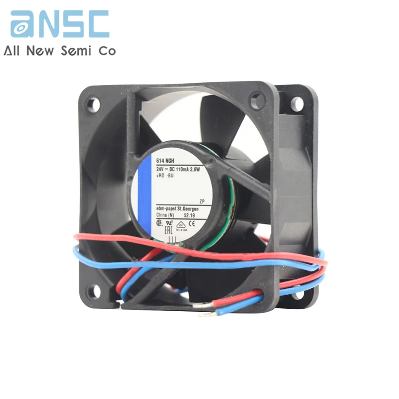 Original Axial flow fan 614 NGH DC24V 110mA 2.6W 60X60X25mm cooling fan