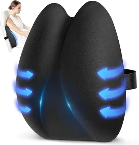 Black OEM Ultra Pain Relief Cooling Memory Foam Back Cushion Lumbar Support Pillow Ergonomic Lumbar Pillow for Car Office Chair