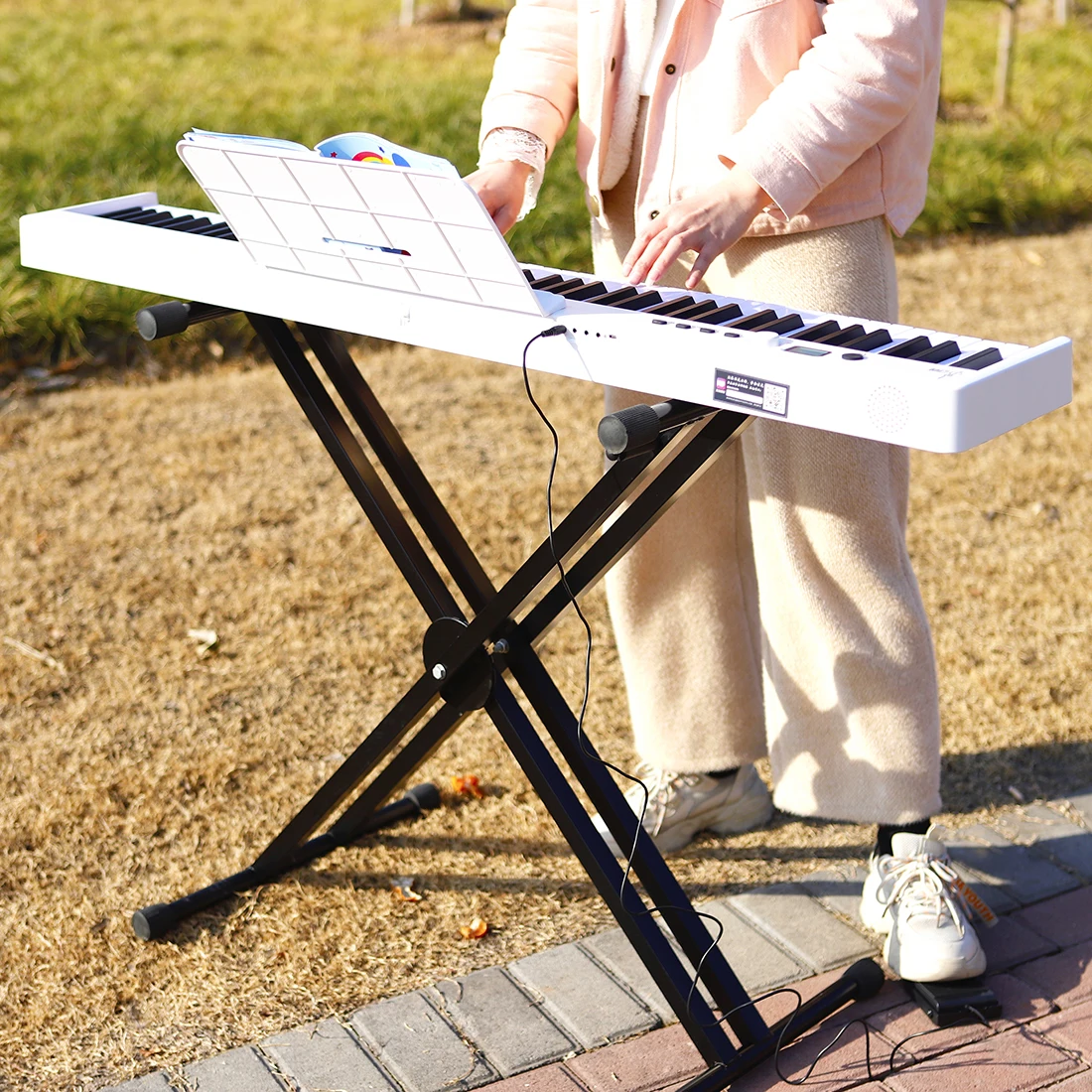 SLADEデジタル楽器88キーホワイトブラックポータブル折りたたみ