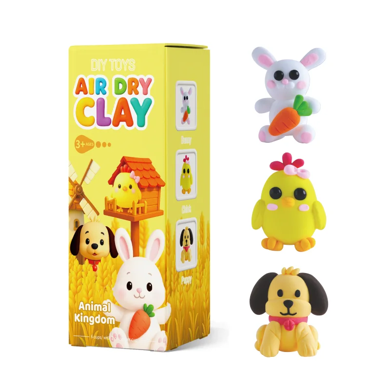 エアドライクレイキット、子供向け動物モールドクレイ、彫刻ツールおよびチュートリアル付きモデルマジッククレイ、安全・無毒