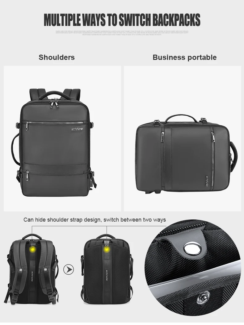 Sac à dos intelligent de voyage pour hommes, bagage d'affaires avec chargeur USB, pour ordinateur portable, pratique pour les voyages,