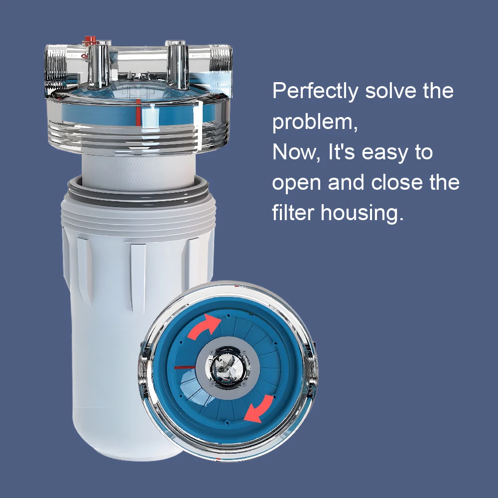 VC10M-7 10\" Brass Inline Water Filter Housing Manual Power Plastic Water Purifier for Household RO Reverse Osmosis