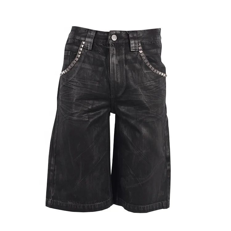 パンツ NO MASS PROD WAXED DENIM BAGGY SHORTS Wide-leg Wax Shorts – Lowheads